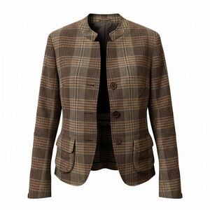 Faconnable Brown Plaid Women's Blazer